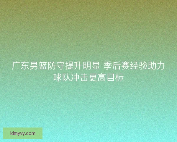 广东男篮防守提升明显 季后赛经验助力球队冲击更高目标 广东男篮防守提升明显 季后赛经验助力球队冲击更高目标